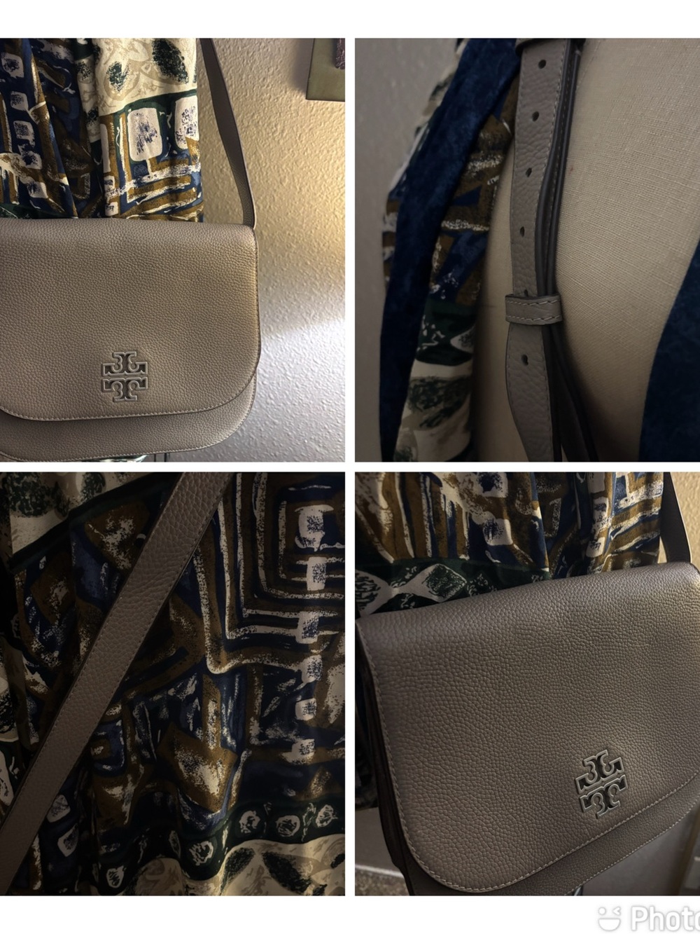 Tory Burch Taupe Pebbled Leather Crossbody